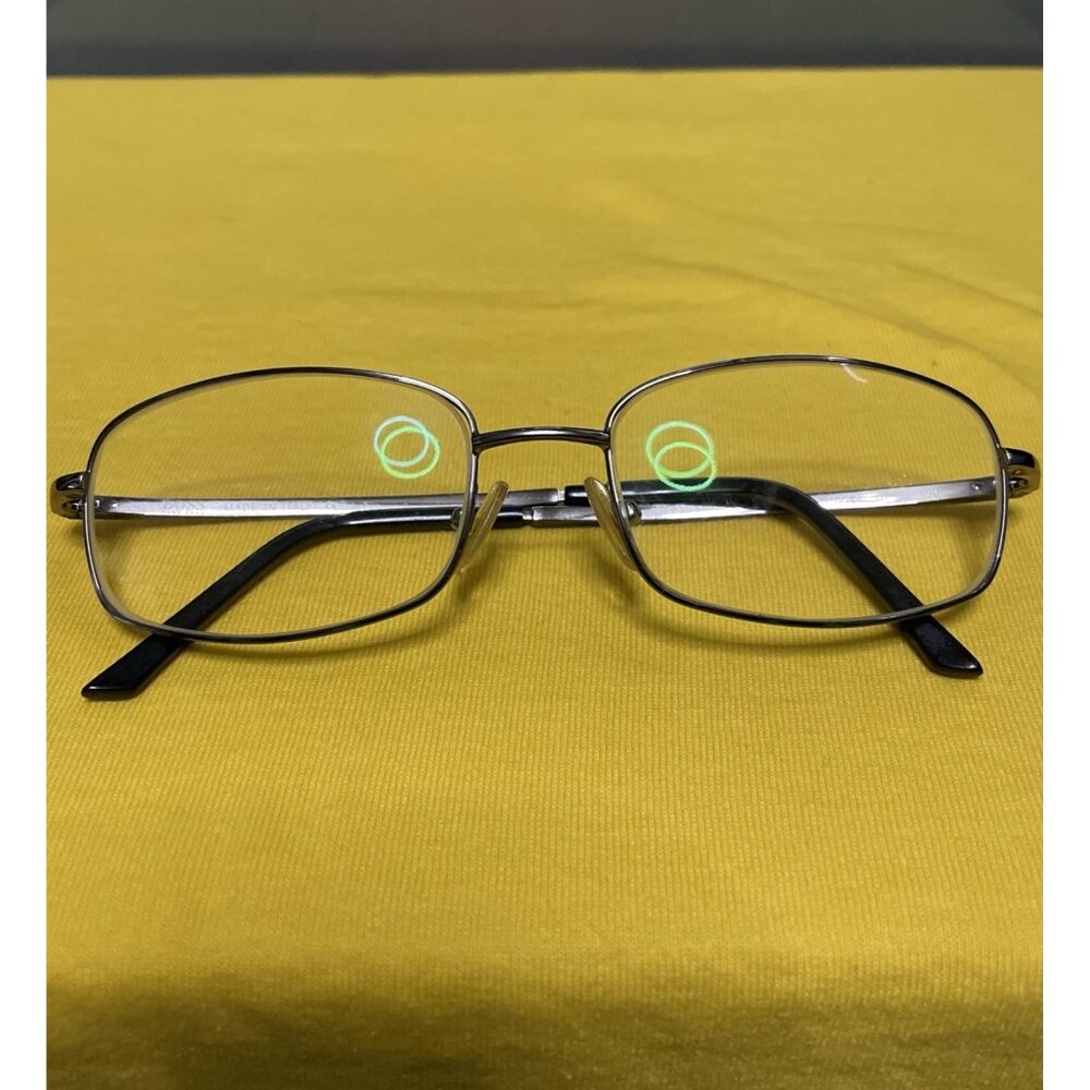 HUGO BOSS ITALY EYEWEAR 0054 0V81 150 Silver Gunmetal & Black Mens Eyeglasses